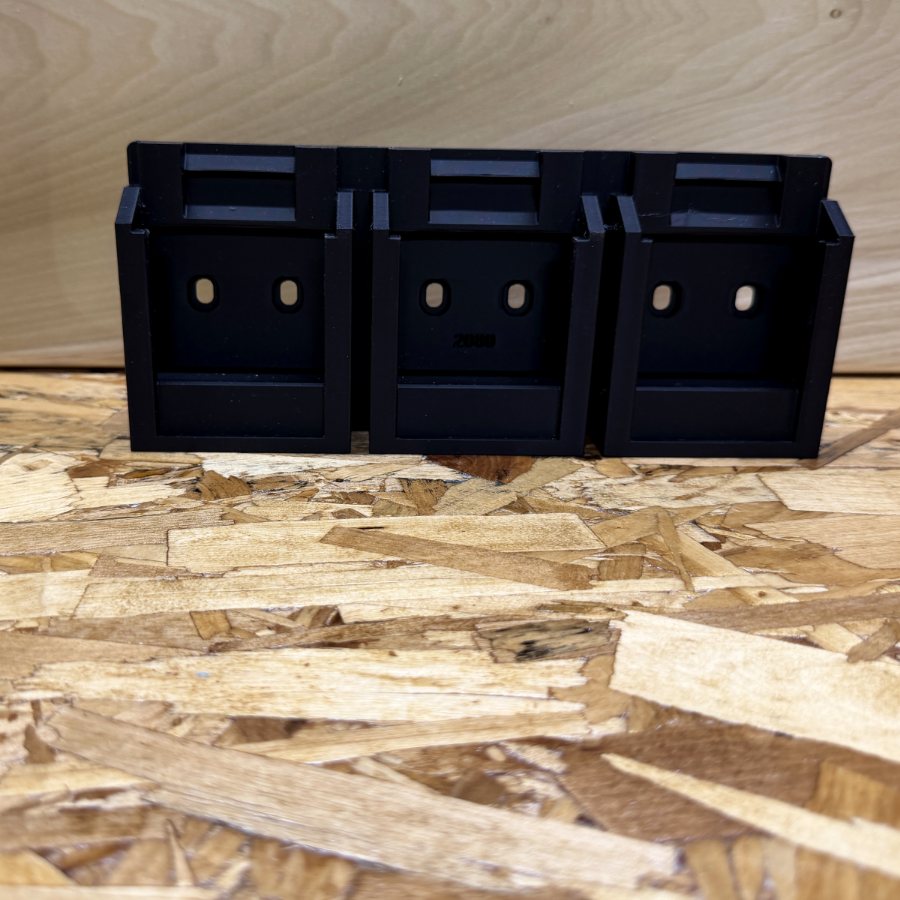 3D-printed triple battery holder for the 2080 Fab Wall Organizer system